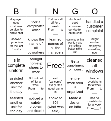 Coffeebean Bingo!! Bingo Card