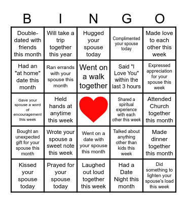 COUPLES BINGO Card