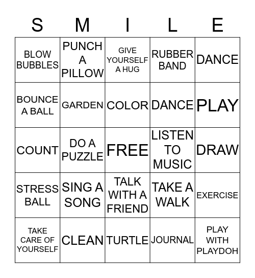 COPING SKILLS Bingo Card