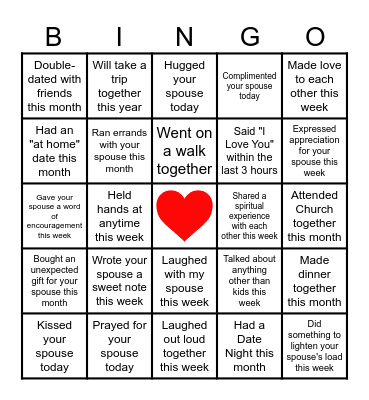 COUPLES BINGO Card