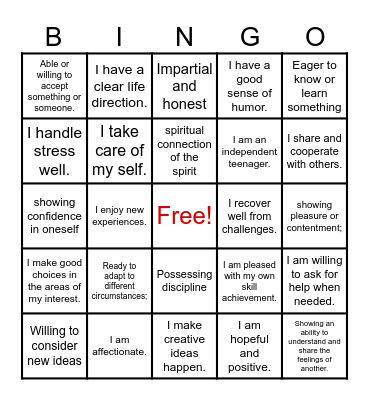 MY JOURNEY TO A STRONGER ME Bingo Card