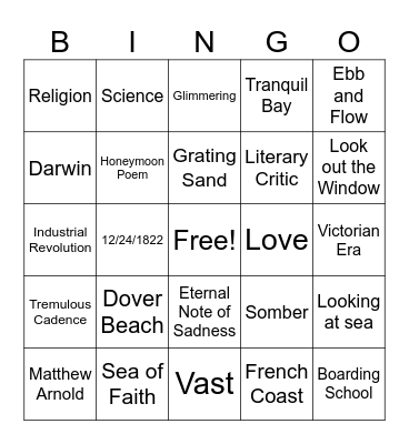 Dover Beach Bingo Card