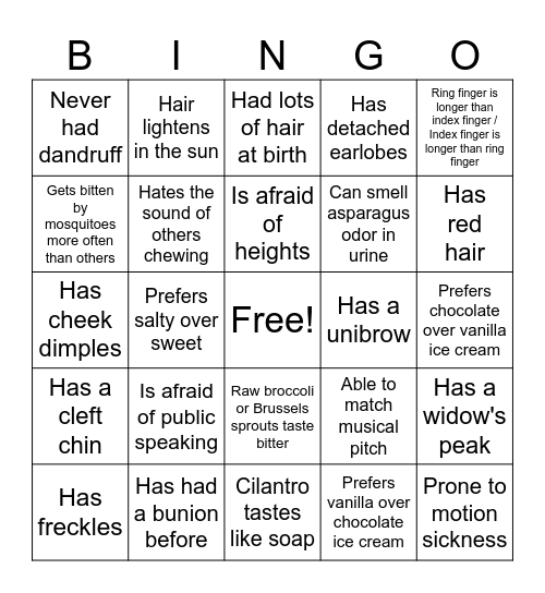 Genetics Bingo! Bingo Card
