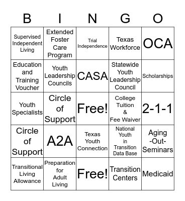 PAL Bingo Card