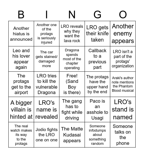 Jojer 11 Bingo Card