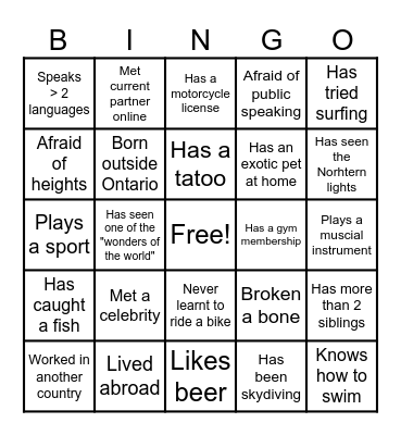Team Bingo Card