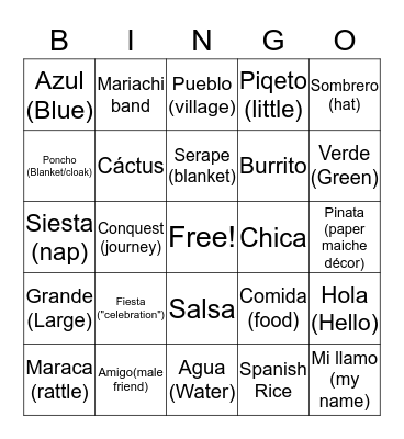 Cinco De Mayo  Bingo Card