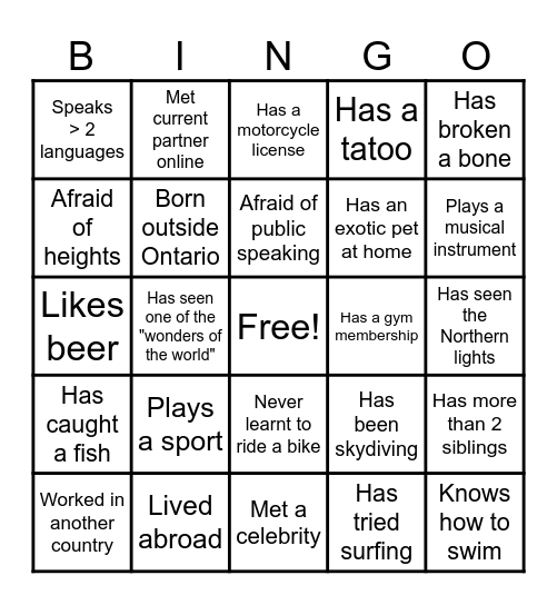 Team Bingo Card
