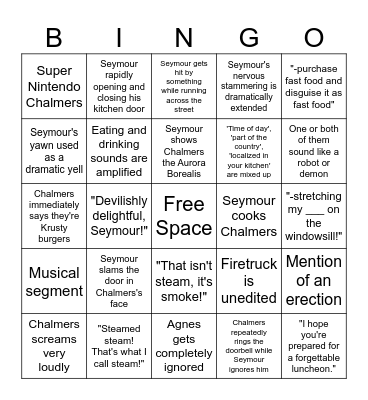 Steamed Hams YTP Bingo Card