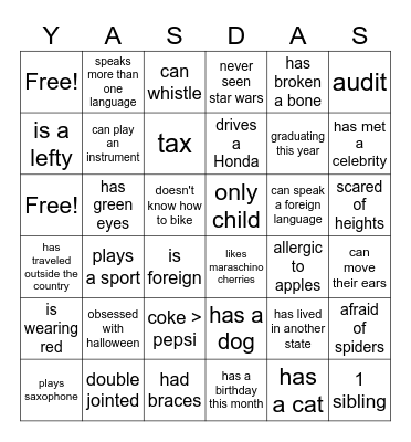 yas das Bingo Card