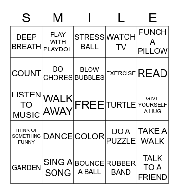 COPING SKILLS Bingo Card