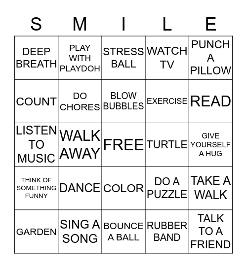 COPING SKILLS Bingo Card