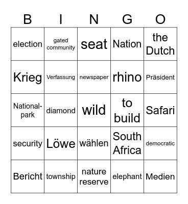 South Africa - Blue Line 5_p. 194 Bingo Card