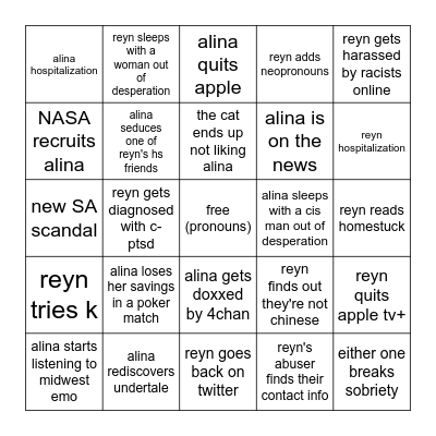 reyn and alina bingo 2024 Bingo Card