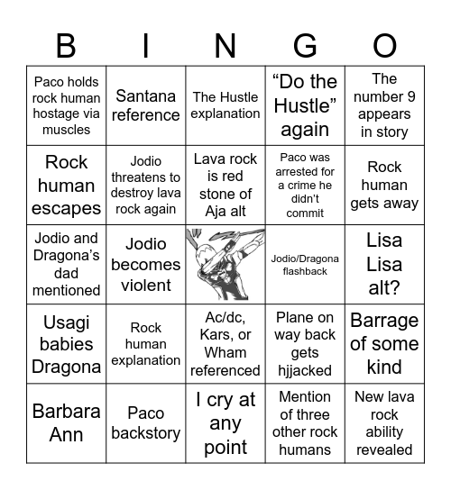 Jojolands Chapter 11 Bingo Card