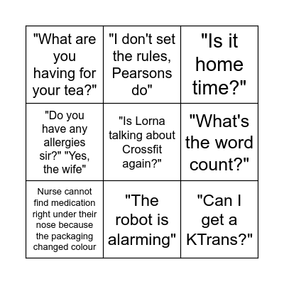 Pre-Registration Pharmacy Technician Graduation Celebration Bingo Card