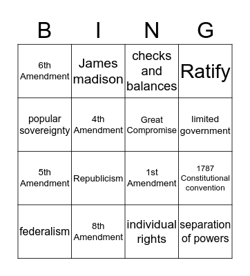 Constitution Bingo Card