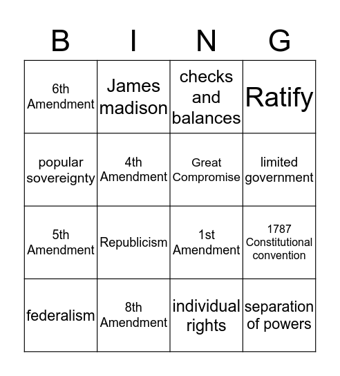 Constitution Bingo Card