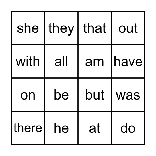 Sight Word Bingo Kindergarten Bingo Card