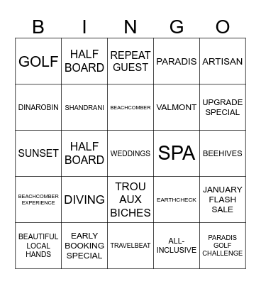 BEACHCOMBER Bingo Card