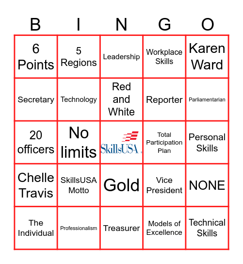 SkillsUSA BINGO Card