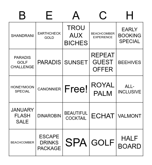 BEACHCOMBER BINGO Card