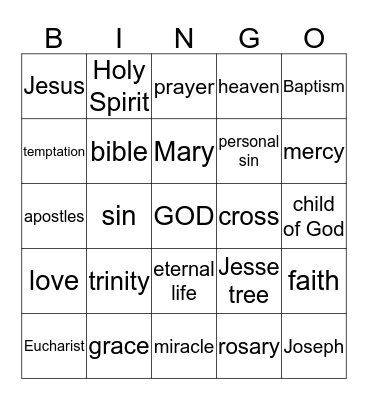 Faith Formation Bingo Card