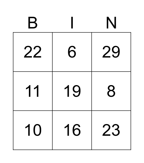 bingo musical Bingo Card