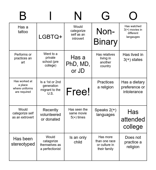 DEIxVCRWS BINGO Card