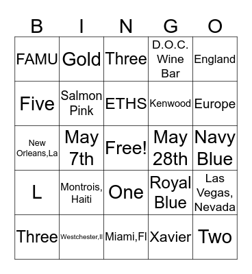 Bridal Bingo Card