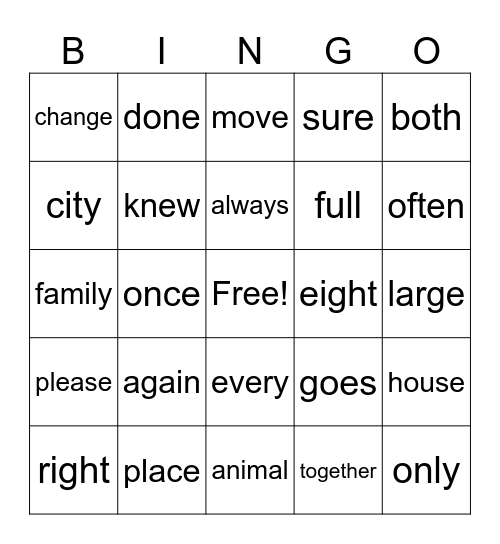 Trick Word Bingo! Bingo Card
