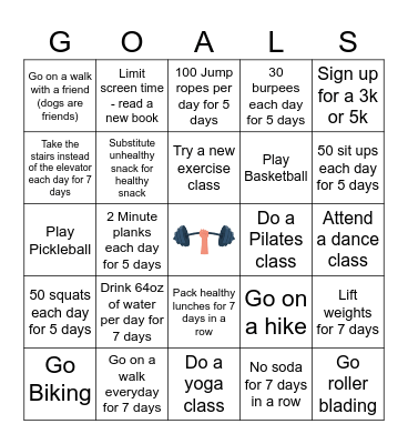Healthy Bingo Card
