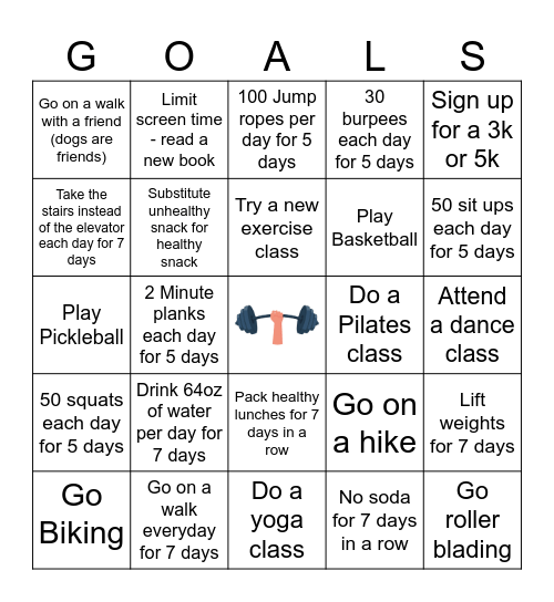 Healthy Bingo Card