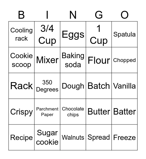 Cookie Bingo Card