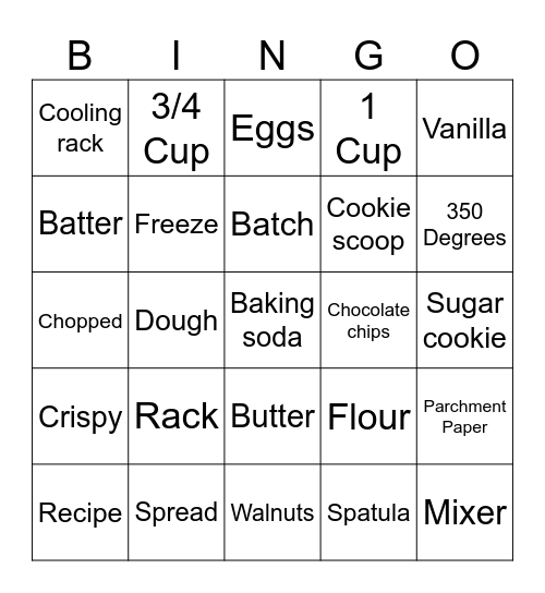 Cookie Bingo Card