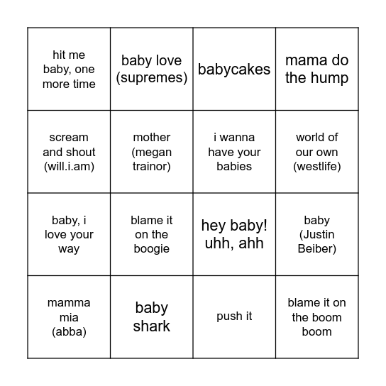 baby bongo bingo Card