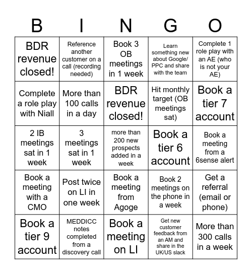 BDR BINGO (FEB CHALLENGE) Bingo Card