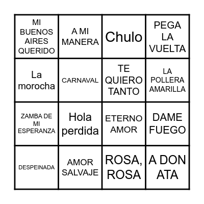 BINGO MUSICAL Bingo Card