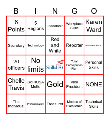 SkillsUSA BINGO Card