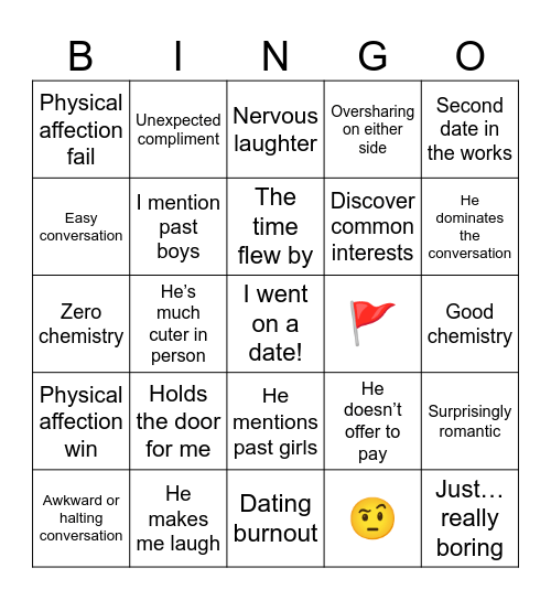 Dating Bingo Card