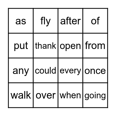 Sight Word Bingo - 1st Bingo Card