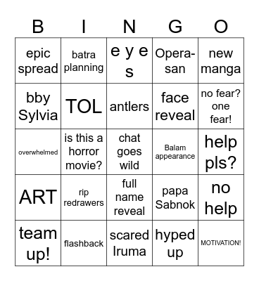 Horror Time Bingo Card