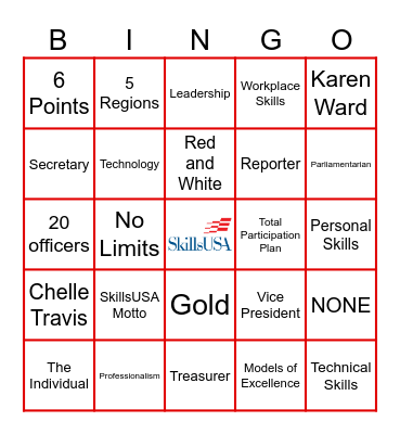 SkillsUSA Bingo Card