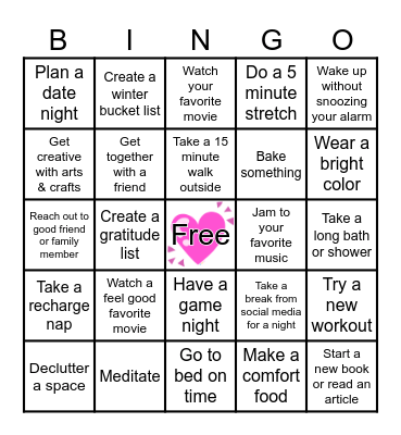 Self Love Bingo Card