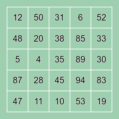 Lotería de Números 1-100 Bingo Card