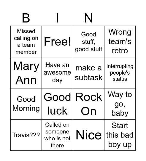 Scrum Bingo 22 Bingo Card