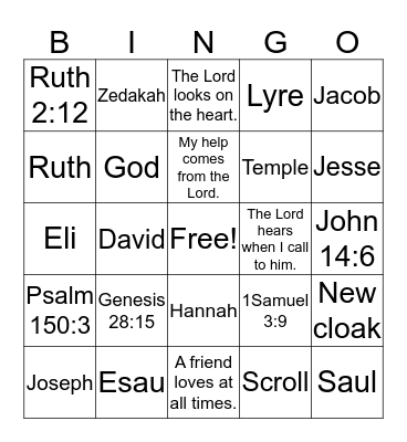 Bible Review Bingo Card
