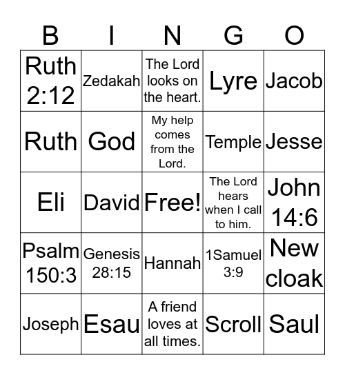 Bible Review Bingo Card