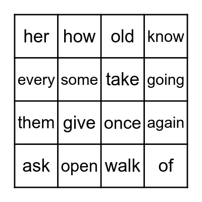 Sight Word Bingo - 1st Bingo Card