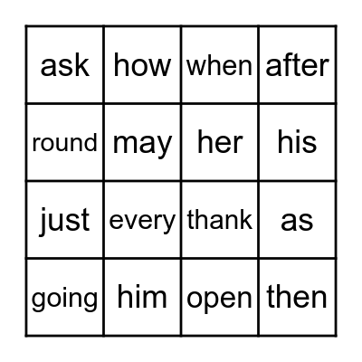 Sight Word Bingo - 1st Bingo Card